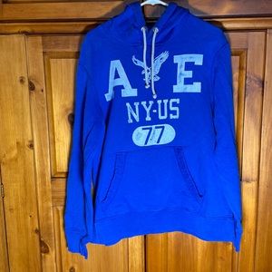 American Eagle Outfitters Blue Hooded Logo Sweatshirt